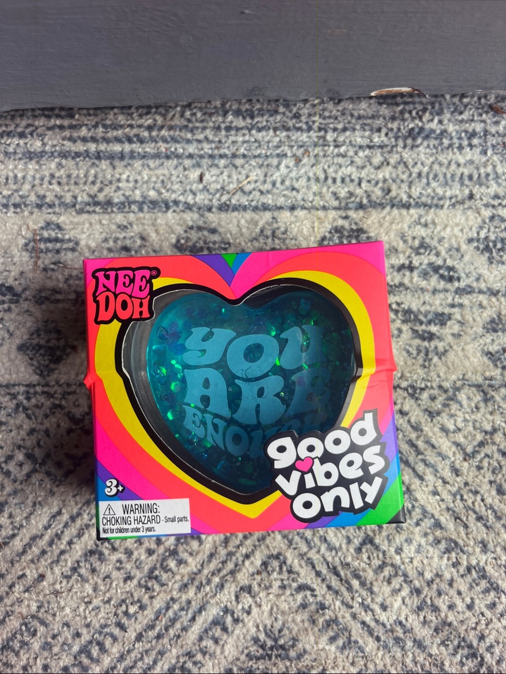 Needoh Heart Stress Ball - Teal "You Are Enough"